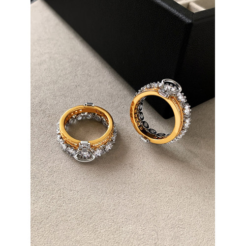 金銀拼色土星西太後曡戴戒指女輕奢高級感新款個性小衆設計食指環 金銀拼色土星西太後曡戴戒指女輕奢高級感新款個性小衆設計食指環