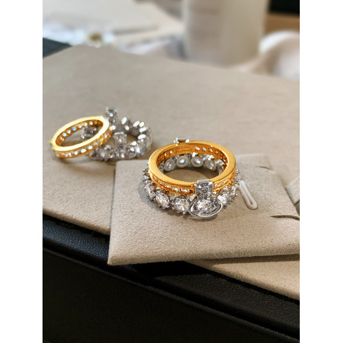 金銀拼色土星西太後曡戴戒指女輕奢高級感新款個性小衆設計食指環 金銀拼色土星西太後曡戴戒指女輕奢高級感新款個性小衆設計食指環