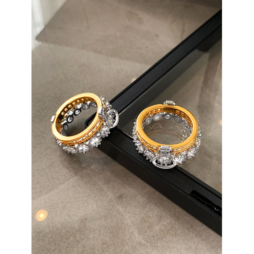 金銀拼色土星西太後曡戴戒指女輕奢高級感新款個性小衆設計食指環 金銀拼色土星西太後曡戴戒指女輕奢高級感新款個性小衆設計食指環