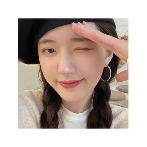 銀色大圈圈耳環女銀針耳釘耳釦氣質素圈耳飾高級感輕奢冷淡風耳圈