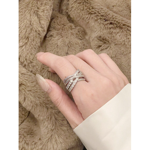 FRIDAY JEWELRY鋯石精緻微鑲開口可調節戒指指環食指百搭氣質個性 FRIDAY JEWELRY鋯石精緻微鑲開口可調節戒指指環食指百搭氣質個性
