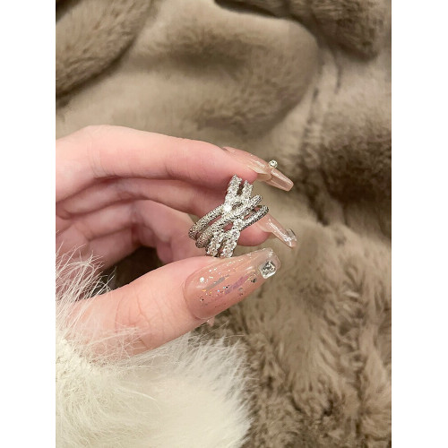 FRIDAY JEWELRY鋯石精緻微鑲開口可調節戒指指環食指百搭氣質個性 FRIDAY JEWELRY鋯石精緻微鑲開口可調節戒指指環食指百搭氣質個性