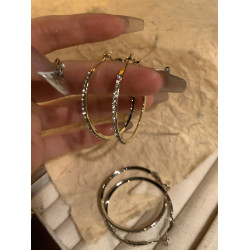 店主超推！超閃鑲鑽耳圈2024新款爆款小衆獨特耳環女方圓臉耳飾女