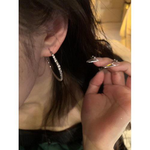 店主超推！超閃鑲鑽耳圈2024新款爆款小衆獨特耳環女方圓臉耳飾女