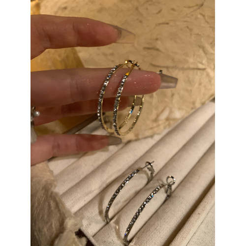 店主超推！超閃鑲鑽耳圈2024新款爆款小衆獨特耳環女方圓臉耳飾女