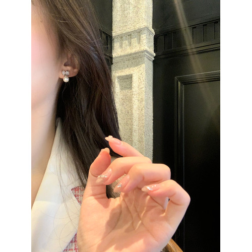 韓系閃鋯蝴蝶結珍珠耳釘女輕奢高級感耳環獨特漂亮無耳洞耳夾耳飾