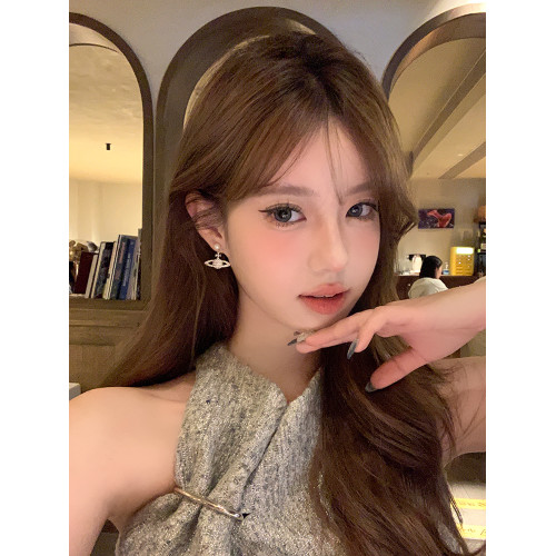 【蜜桃茶】法式美神 星球珍珠耳環女秋冬輕奢高級感土星耳釘耳飾 【蜜桃茶】法式美神 星球珍珠耳環女秋冬輕奢高級感土星耳釘耳飾