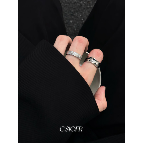 白與黑月光戒指男女不規則ins冷淡風開口調節小衆設計開口配飾 白與黑月光戒指男女不規則ins冷淡風開口調節小衆設計開口配飾