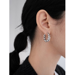 【CnHnOn 脂肪商店】小衆編織粗麻花耳圈 高保色做舊質感耳環