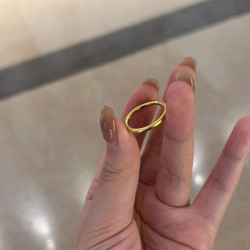 實心小素圈！原創沉甸甸金色遇水不掉色可久戴仿真金戒指中指曡戴