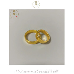 古法傳承鈦鋼鍍18K金戒指男女經典網紅素圈情侶指環首飾品不褪色