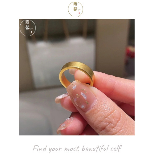 古法傳承鈦鋼鍍18K金戒指男女經典網紅素圈情侶指環首飾品不褪色