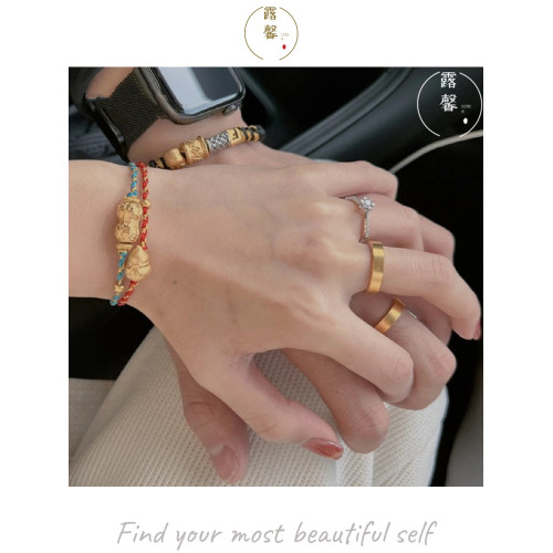 古法傳承鈦鋼鍍18K金戒指男女經典網紅素圈情侶指環首飾品不褪色