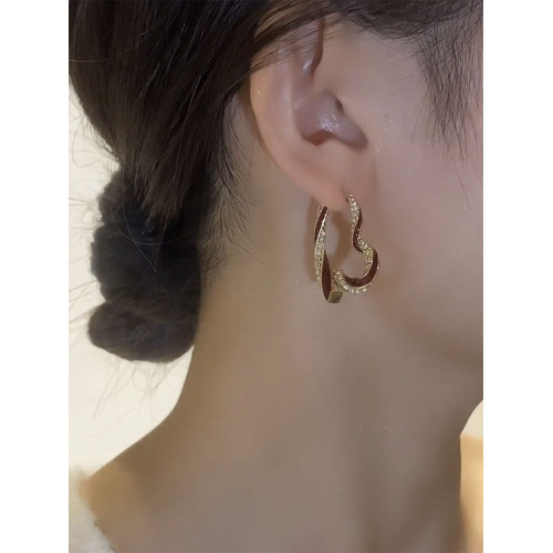 前後戴紅色愛心耳環新款輕奢獨特氣質耳飾女秋冬小衆設計高級耳飾