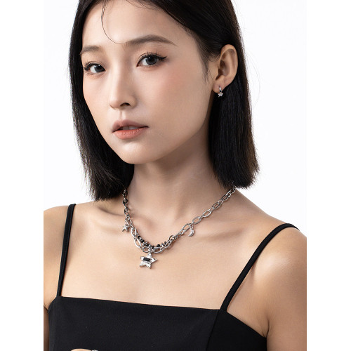 星星耳釦耳環女圈圈耳圈輕奢高級小衆設計感獨特耳墜甜酷耳釘耳飾