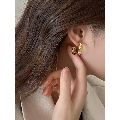 ins冷淡風幾何方塊耳環女小衆設計高級感耳釘時尚輕奢獨特耳飾品