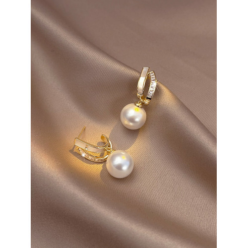 輕奢小衆貝殼珍珠耳墜高級耳夾氣質網紅耳環2025新款爆款耳釘耳飾