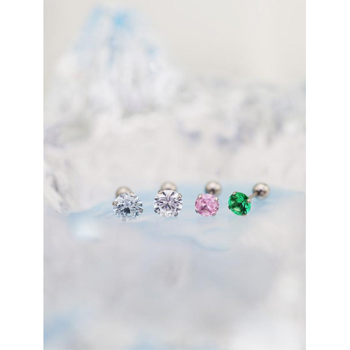 Shinma F-136鈦合金爆閃鋯石耳釘小衆個性設計感耳骨釘平底耳釘