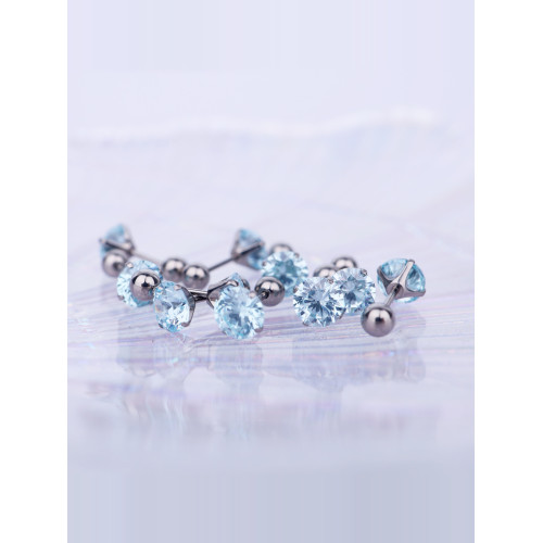 Shinma F-136鈦合金爆閃鋯石耳釘小衆個性設計感耳骨釘平底耳釘