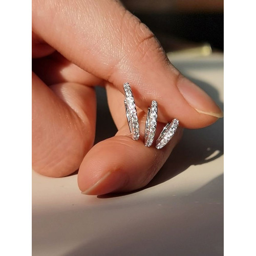 s925銀針鋯石耳圈精緻高級感耳釦耳骨環超閃輕奢小衆氣質耳環耳飾