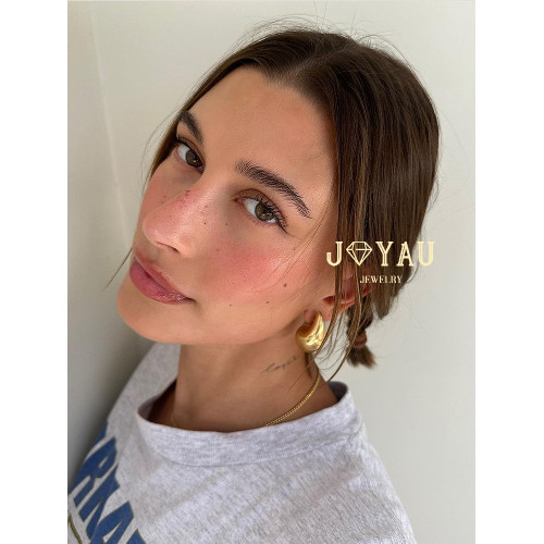 JOYAU經典時髦 歐美光面水滴空心高保色ins博主款耳釘無耳洞耳夾