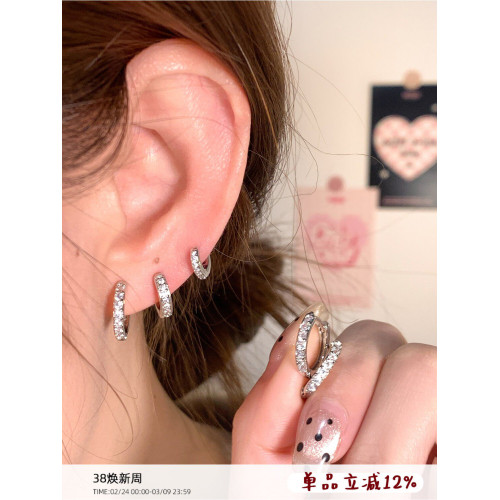 嘟嘟夫婦睡覺不用摘耳圈耳環獨特小衆爆閃耳骨釘高級感耳釦耳飾女