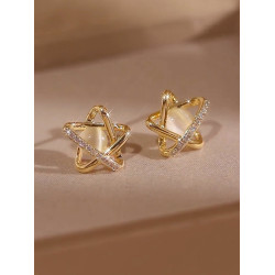 鑲鑽貓眼石星星耳釘氣質簡約百搭耳環小衆精緻ins小巧高級感耳飾