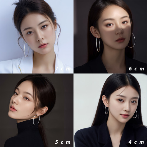 ZTX 不挑臉型歐美風素圈耳夾無耳洞女誇張圓圈耳飾氣質大耳圈耳環