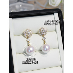 山茶花大珍珠耳飾2025新款爆款高級感耳墜無耳洞蚊香盤耳夾耳環女