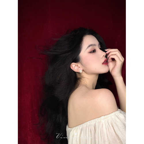 「芭蕾莊園」法式浪漫高級感溫柔芭蕾風粉色貓眼石珍珠耳釘/耳夾