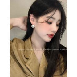 TITI 凱旋門耳釘黑色高級感法式輕奢耳環女雙C小衆設計銀針耳飾