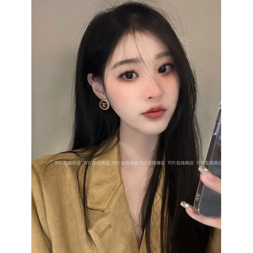 TITI 凱旋門耳釘黑色高級感法式輕奢耳環女雙C小衆設計銀針耳飾