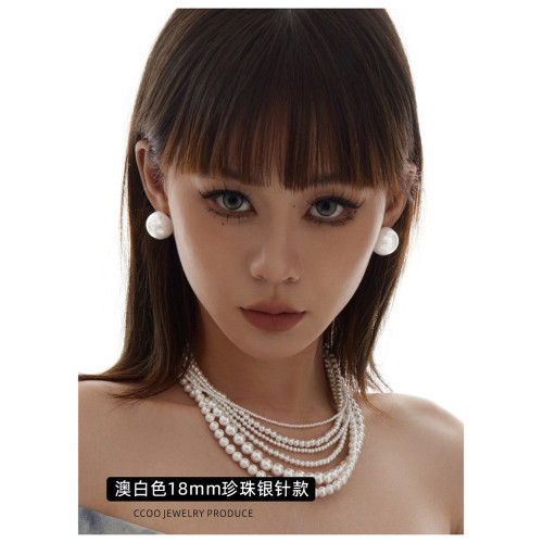 CC&OO大珍珠耳釘女2025新款輕奢高級感氣質耳環925銀針夏日耳飾品