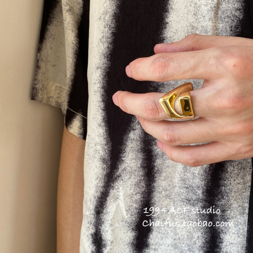 柴夫工作室/J168 歐美冷淡風交錯開口戒指嘻哈個性時尚簡約