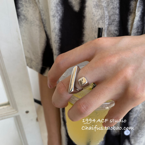 柴夫工作室/J168 歐美冷淡風交錯開口戒指嘻哈個性時尚簡約