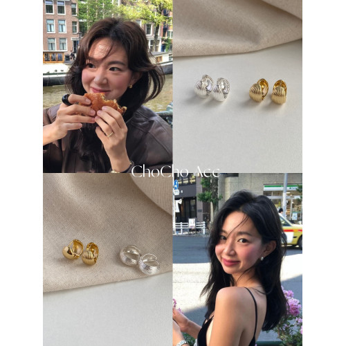chocho/韓國博主fever同款法式氣質貝殼耳釦小衆簡約百搭ins耳釘