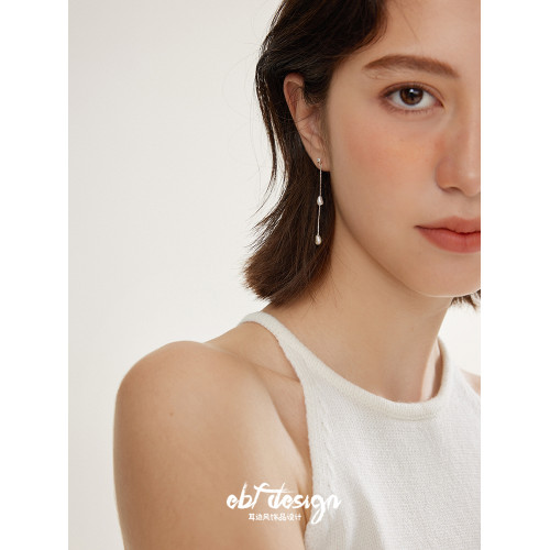 EBFWIND 銀河樂章 法式氣質小衆設計長款顯臉瘦天然淡水珍珠耳釘