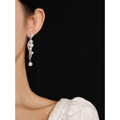 「英國女王」法式高級感輕奢優雅復古宴會精緻閃耀珍珠耳環/耳夾