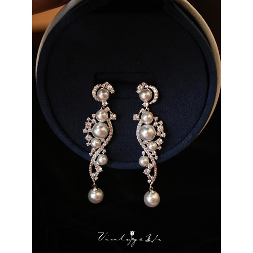 「英國女王」法式高級感輕奢優雅復古宴會精緻閃耀珍珠耳環/耳夾