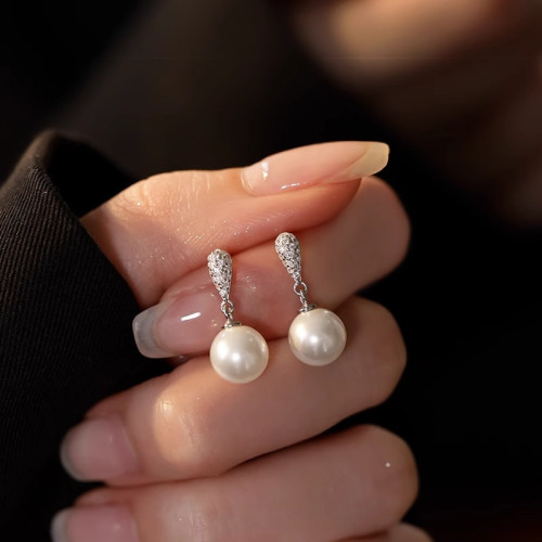 流蘇珍珠耳環女2026新款爆款耳釘高級感耳夾無耳洞耳飾水滴鋯石耳