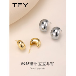 金色豆豆耳環女2026新款高級感輕奢極簡金屬水滴型耳飾小金豆耳釘