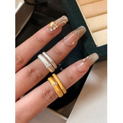 2026新款中古金屬銀色鋯石食指拉絲戒指女小衆設計輕奢高級感指環