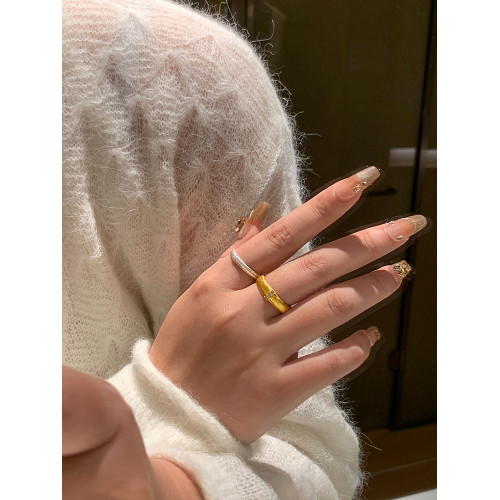 2026新款中古金屬銀色鋯石食指拉絲戒指女小衆設計輕奢高級感指環