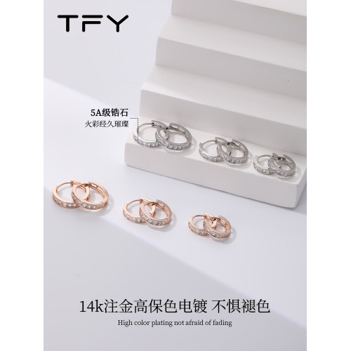 玫瑰金耳釦金色鑲鑽耳圈素圈耳環銀針養耳洞免摘睡覺2026新款爆款