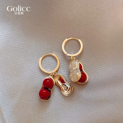 好事花生紅色珍珠耳環女高級感新年耳釦耳釘獨特耳飾2026新款耳墜