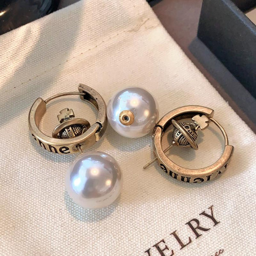 西太後立體土星耳環輕奢高級感耳飾珍珠耳墜獨特設計一款兩戴耳釘