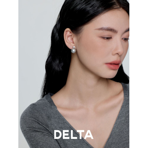 DELTA大谿地黑珍珠戴妃耳釘無耳洞耳夾女s925銀氣質輕奢新款耳飾