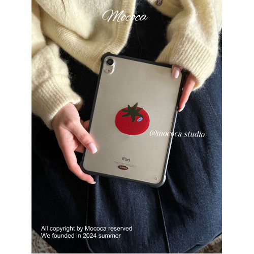 MOCOCA《小番茄》原創設計插畫可愛少女適用於ipad保護黑邊單殼磨砂亞克力防彎air456蘋果平板套pro11寸mini7