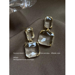 春夏新品~冰透幾何吊墜耳環ins小衆高級感設計耳釘冷淡風耳飾女