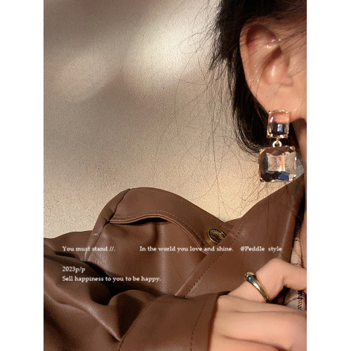 春夏新品~冰透幾何吊墜耳環ins小衆高級感設計耳釘冷淡風耳飾女